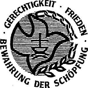 Logo: Gerechtigkeit, Frieden, Bewahrung der Schöpfung
